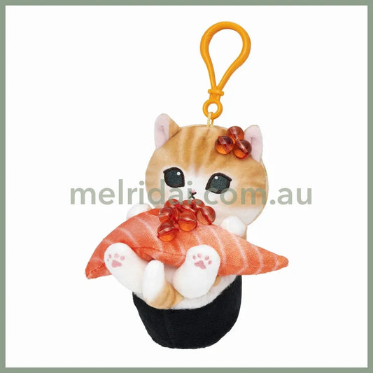 MOFUSAND | Mascot Holder Plush Keychain 110×120×130mm (Sushi-like Cat Nyan: Salmon Roe)