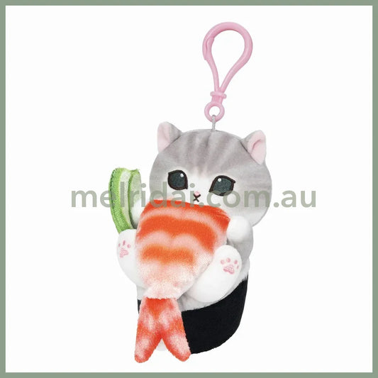 MOFUSAND | Mascot Holder Plush Keychain 110×120×130mm (Sushi-like Cat Nyan: Shrimp)