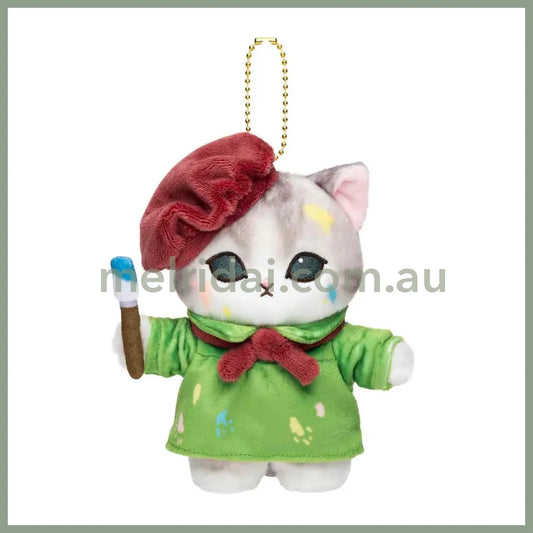 MOFUSAND | Mascot Holder Plush Keychain 155×120×90mm (Mofumofu Journey Cat - Artist Painter)