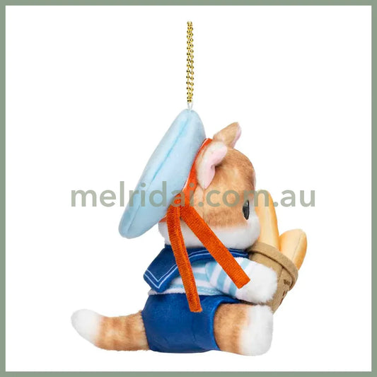 MOFUSAND | Mascot Holder Plush Keychain 155×120×90mm (Mofumofu Journey Cat - Parisian French Bread)
