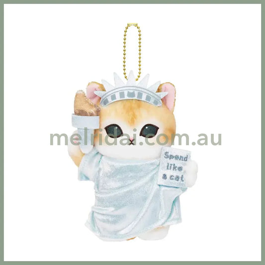 MOFUSAND | Mascot Holder Plush Keychain 155×120×90mm (Mofumofu Journey Cat - Statue of Liberty)
