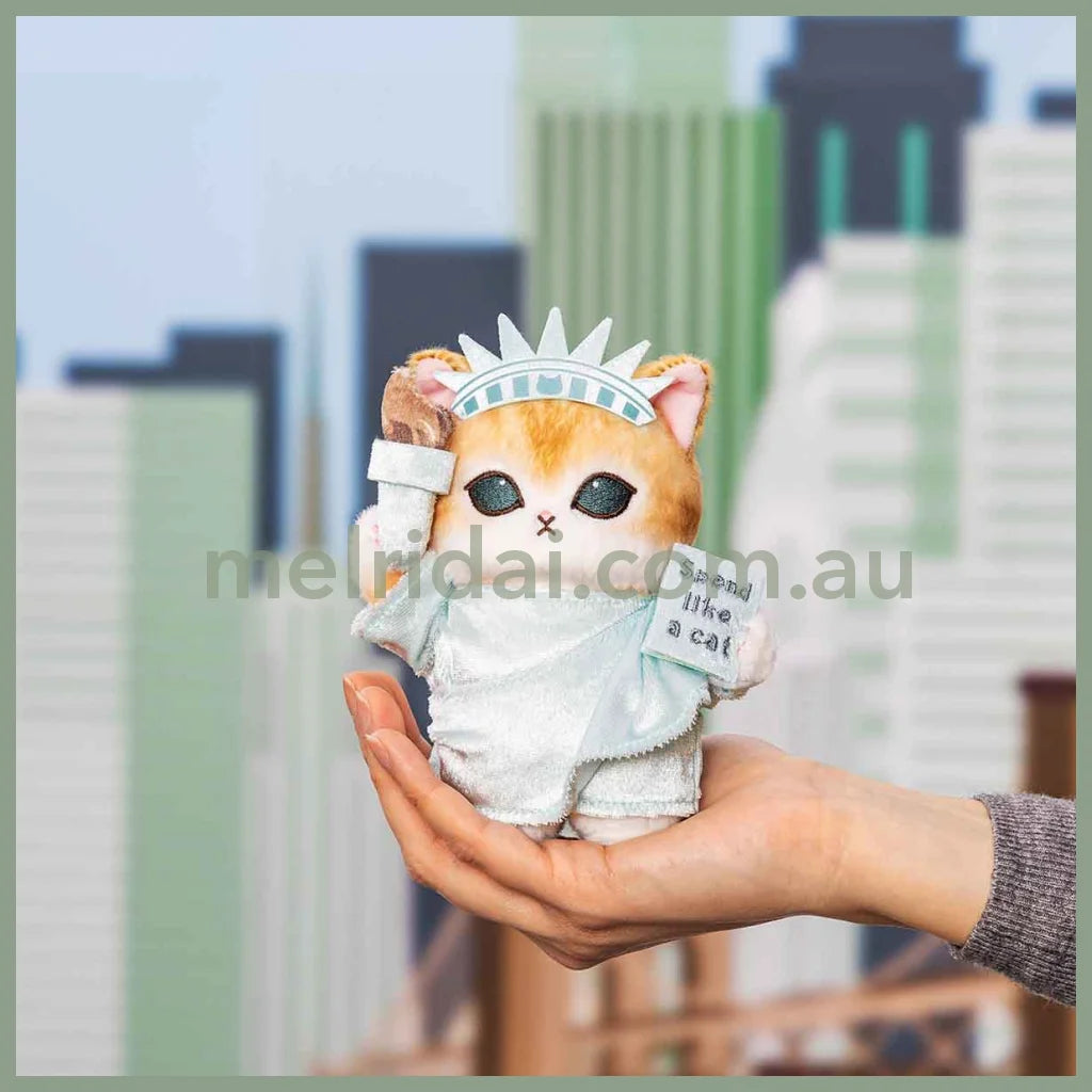 MOFUSAND | Mascot Holder Plush Keychain 155×120×90mm (Mofumofu Journey Cat - Statue of Liberty)