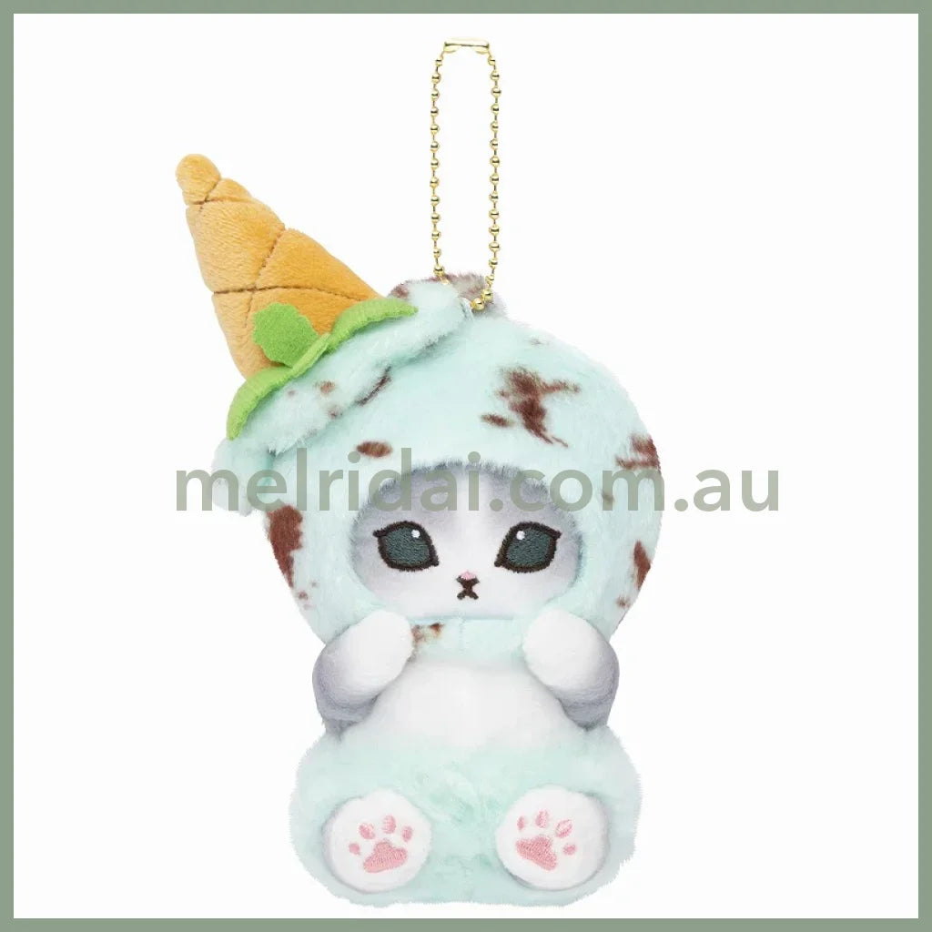 Mofusand | Mascot Holder Plush Keychain H140×W75×D90Mm (Ice Cream) Choco Mint