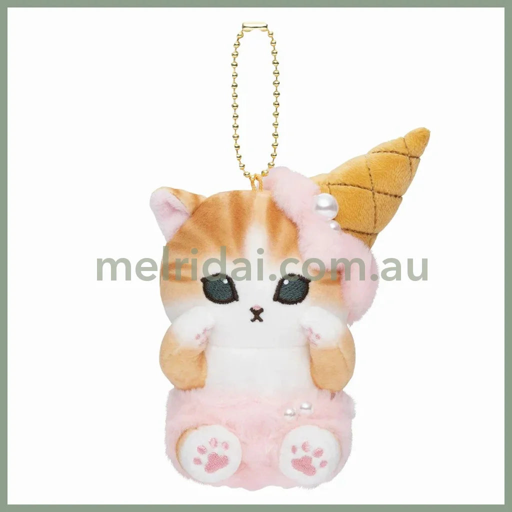 Mofusand | Mascot Holder Plush Keychain H140×W75×D90Mm (Ice Cream) Strawberry