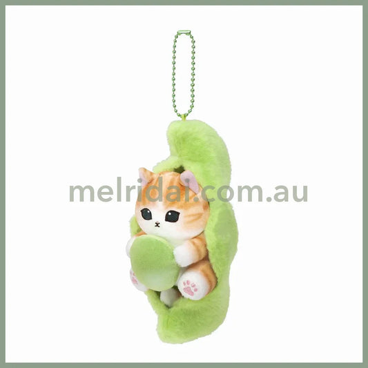 Mofusand | Mascot Holder Plush Keychain H155×W70×D85Mm (Edamame Cat Nyan Bean)