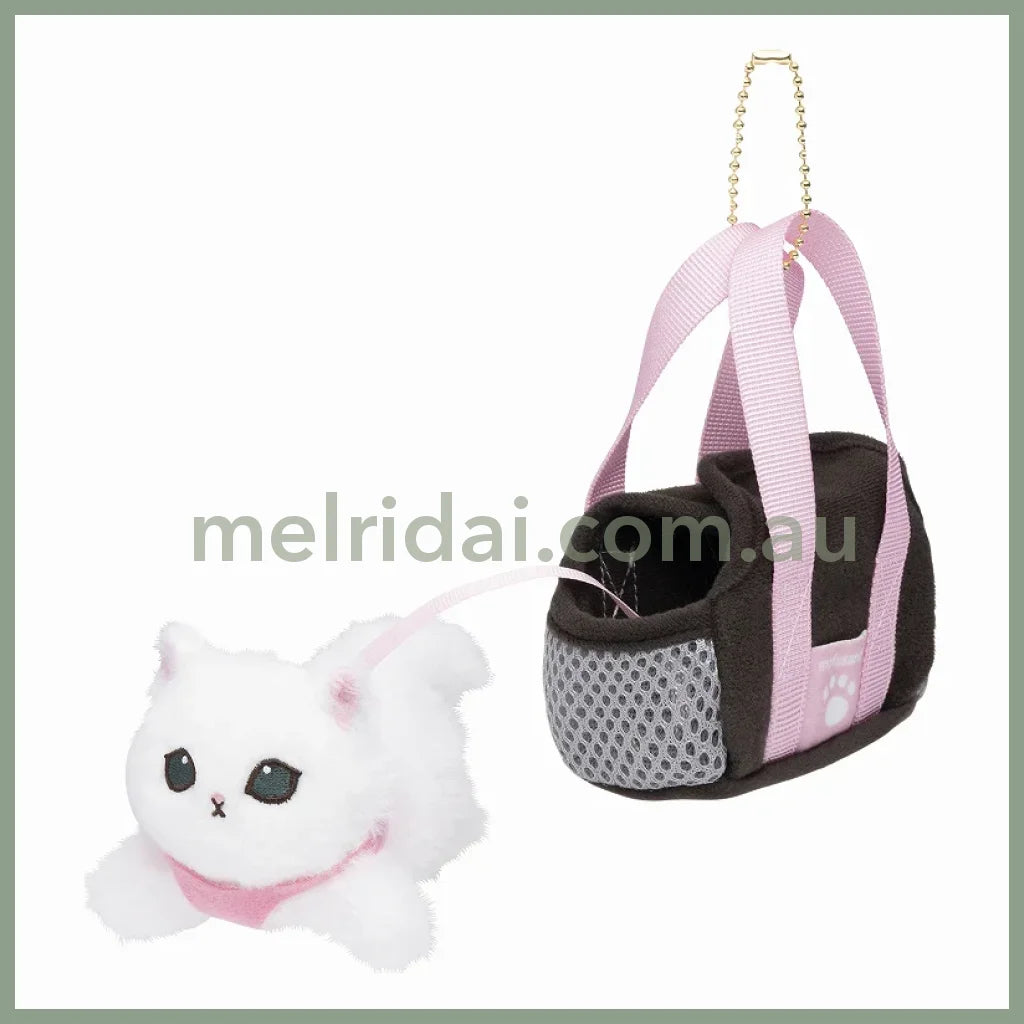 Mofusand | Mascot Holder Plush Keychain White/Black H130×W70×D125Mm (Cat In Going Out Bag)