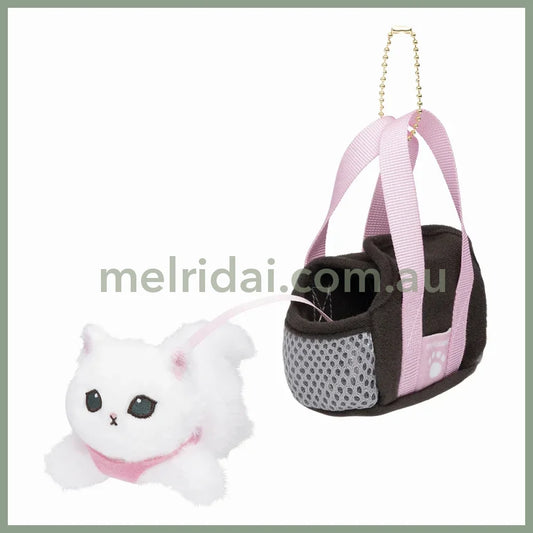 Mofusand | Mascot Holder Plush Keychain White/Black H130×W70×D125Mm (Cat In Going Out Bag)