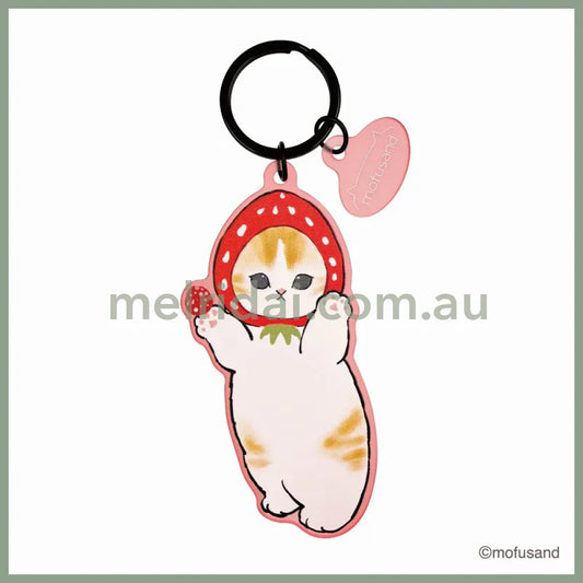 Mofusand | Matte Dyed Keychain/Key Holder H97 X W45 D2.5Mm (Strawberry Nyan)