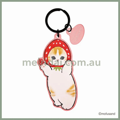 Mofusand | Matte Dyed Keychain/Key Holder H97 X W45 D2.5Mm (Strawberry Nyan)