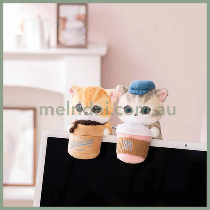MOFUSAND | Monitor Plush Toy Bean Cat Watching from Your Desktop 170×105×155mm (mofusand COFFEE AND DONUTS)