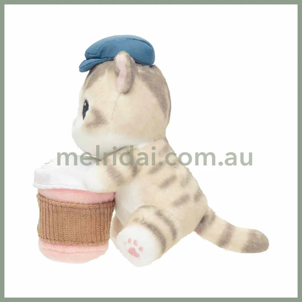 MOFUSAND | Monitor Plush Toy Hot Cat Watching from Your Desktop 170×105×155mm (mofusand COFFEE AND DONUTS)