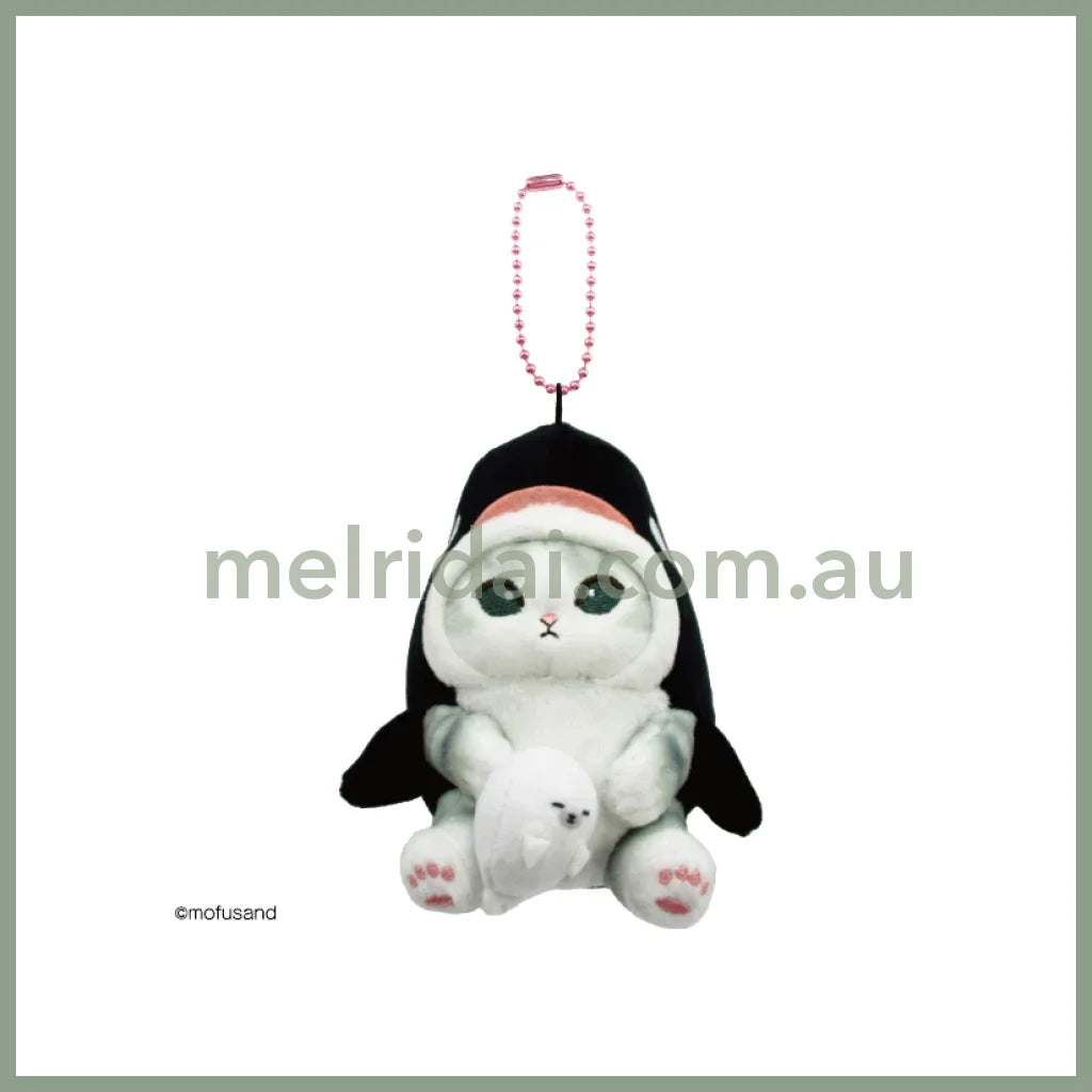 Mofusand | Plush Keychain Orca Nyan Buruburuzu H95 X W70 D105Mm 猫福 鲨鱼猫 玩偶挂件/包挂/挂件 发条玩具可震动