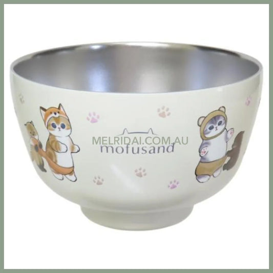 Mofusand | Stainless Vacuum Double Bowl 450ml (Cat Forest Animal Nyan Yellow)