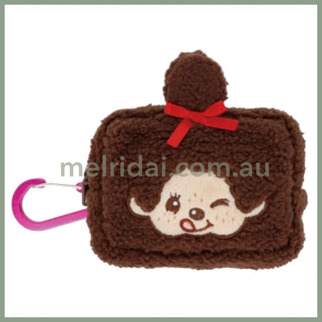 Monchhichi | Fluffy Mascot Mini Pouch with Carabiner 90×65×40mm (Monchhichi-chan Face)