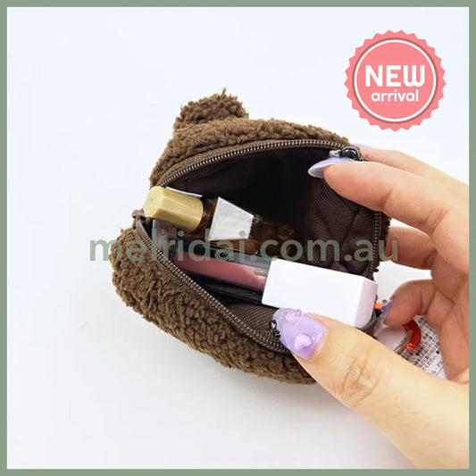 Monchhichi | Fluffy Mascot Mini Pouch with Carabiner 90×65×40mm (Monchhichi-chan Face)