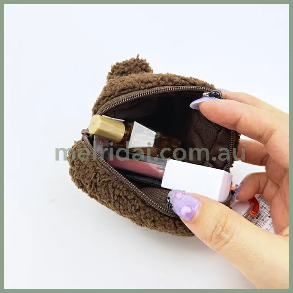 Monchhichi | Fluffy Mascot Mini Pouch with Carabiner 90×65×40mm (Monchhichi-chan Face)