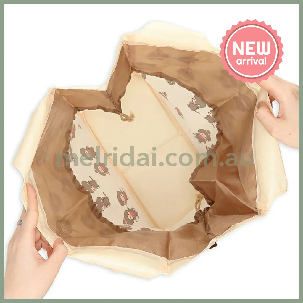 Monchhichi | Foldable Eco Shopping Bag & Bottom Plate 340×380×160mm (Beige)