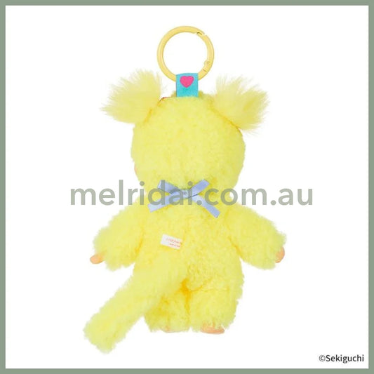 Monchhichi | Girl Mascot Holder Plush Keychain Bag Charm H16×W8.5×D5.5cm (Sweet Lollipop - Yellow)