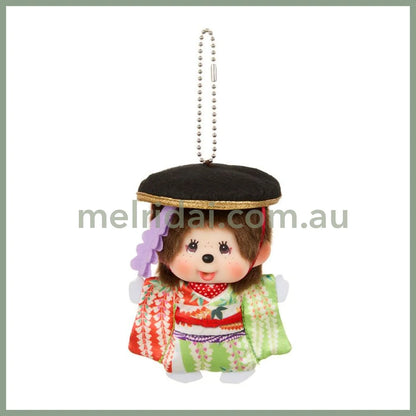 Monchhichi | Mascot Holder Plush Keychain Bag Charm H11.5×W8.5×D7.5cm (Renjishi Fujimusume)