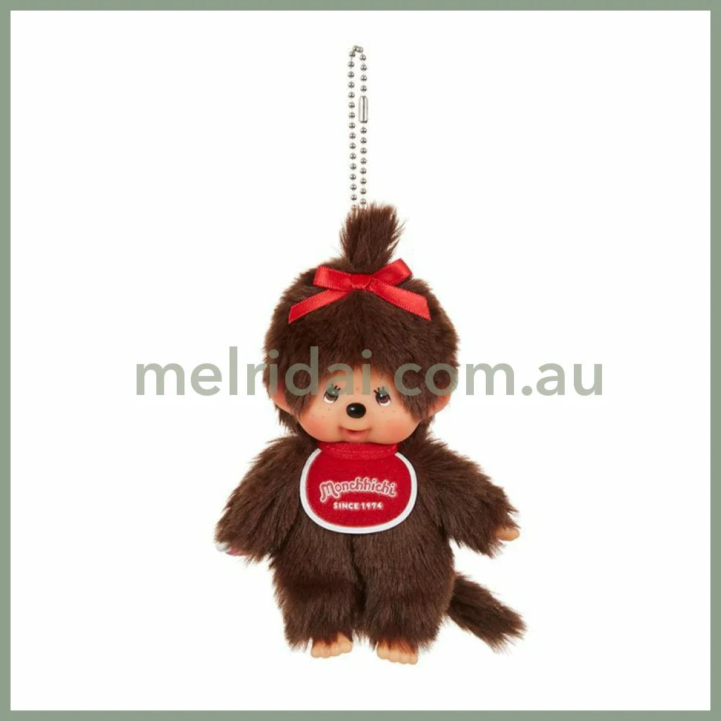 Monchhichi | Mascot Holder Plush Keychain Bag Charm H13.5×W8.5×D5.5cm (Girl)