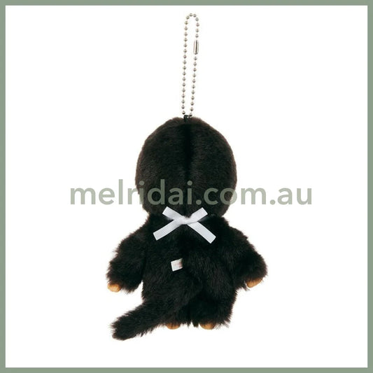 Monchhichi | Mascot Holder Plush Keychain Bag Charm H13.5×W8.5×D5.5cm (Happy Colors - Black)