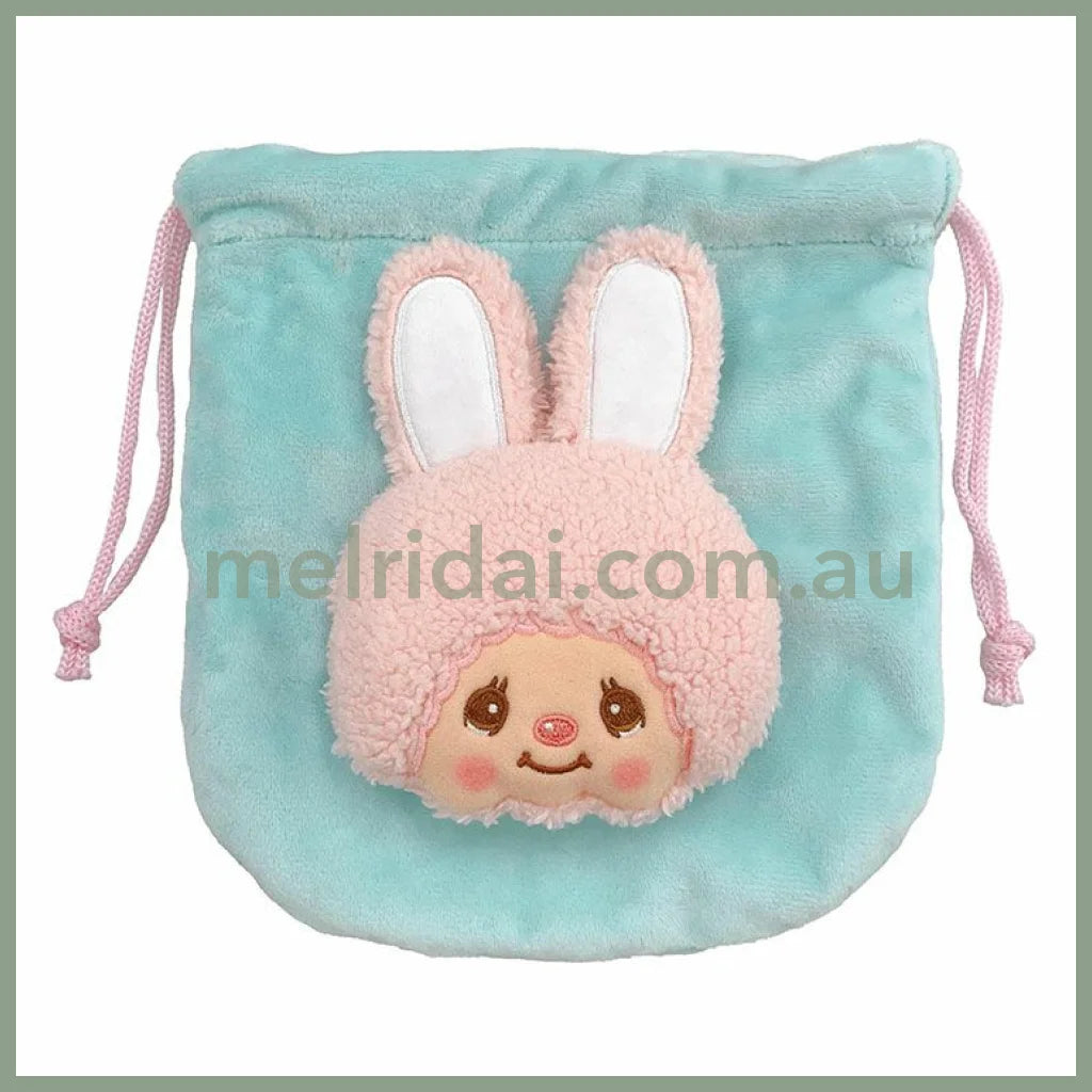 Monchhichi | Plush Drawstring Bag Pouch H19×W17.5×D4cm (Smile Chimutan)