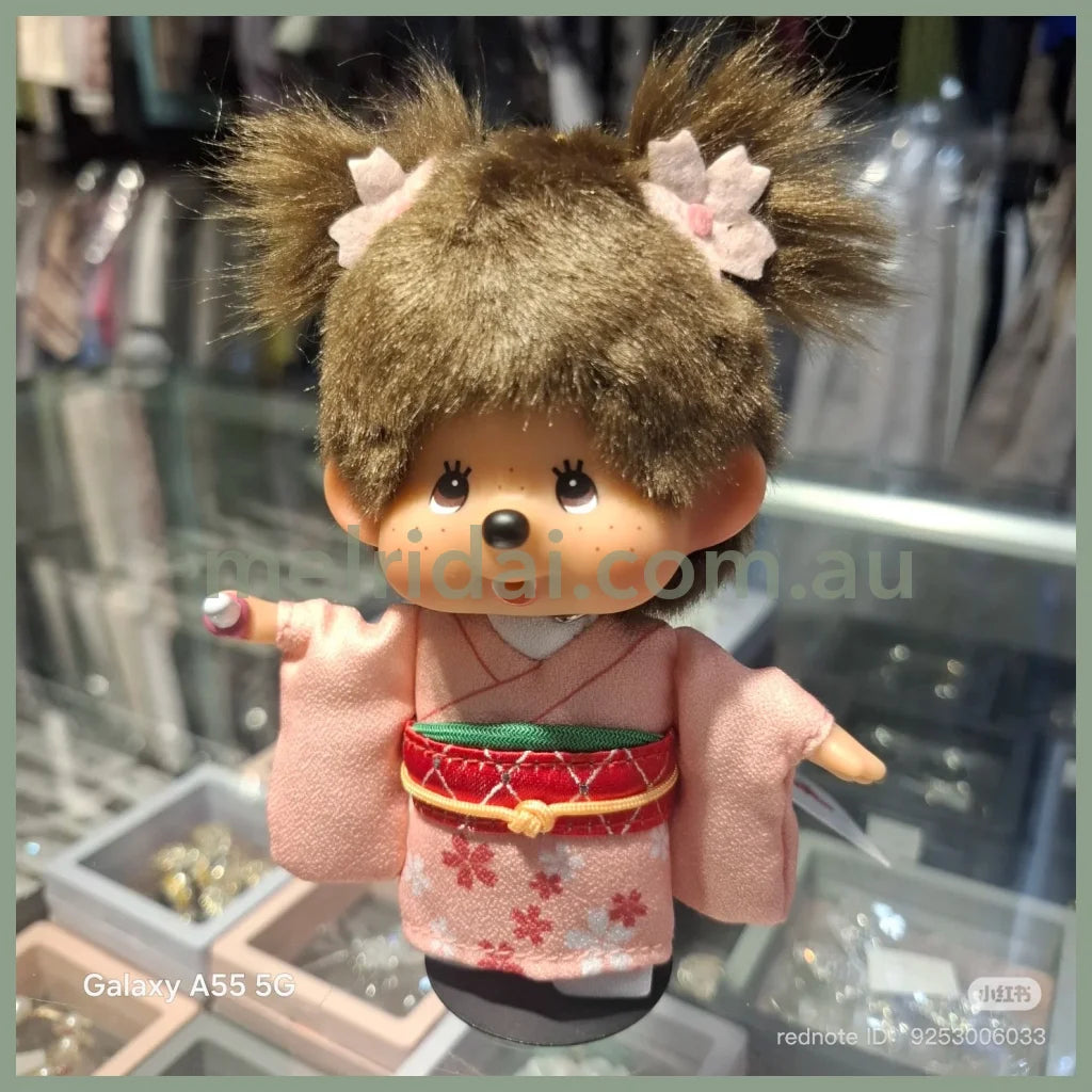 Monchhichi | Plush Keychain Bag Charm H12×W10×D5.5cm (Cherry Blossom / Sakura Kimono)