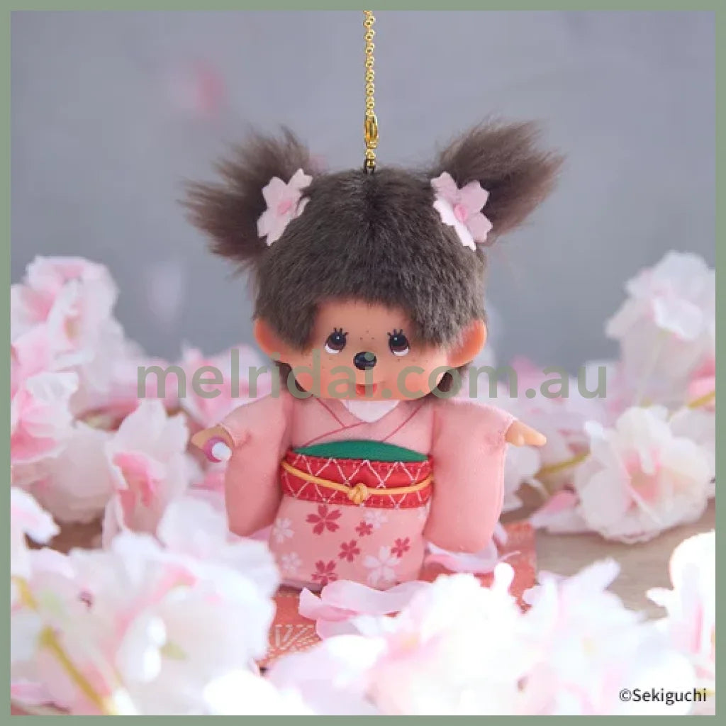 Monchhichi | Plush Keychain Bag Charm H12×W10×D5.5cm (Cherry Blossom / Sakura Kimono)