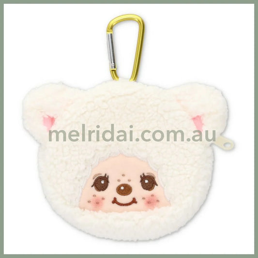 Monchhichi | Plush Zipper Mini Pouch Keychain Key Holder H14×W10.5×D2.5cm (White)