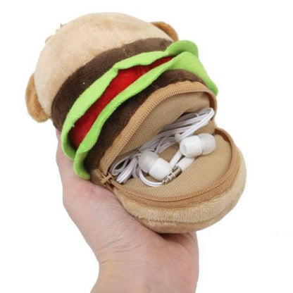 SANRIO | Hangyodon Mini Pouch Die-Cut Pouch Bag Charm Keychain H10×φ9cm (Burger)