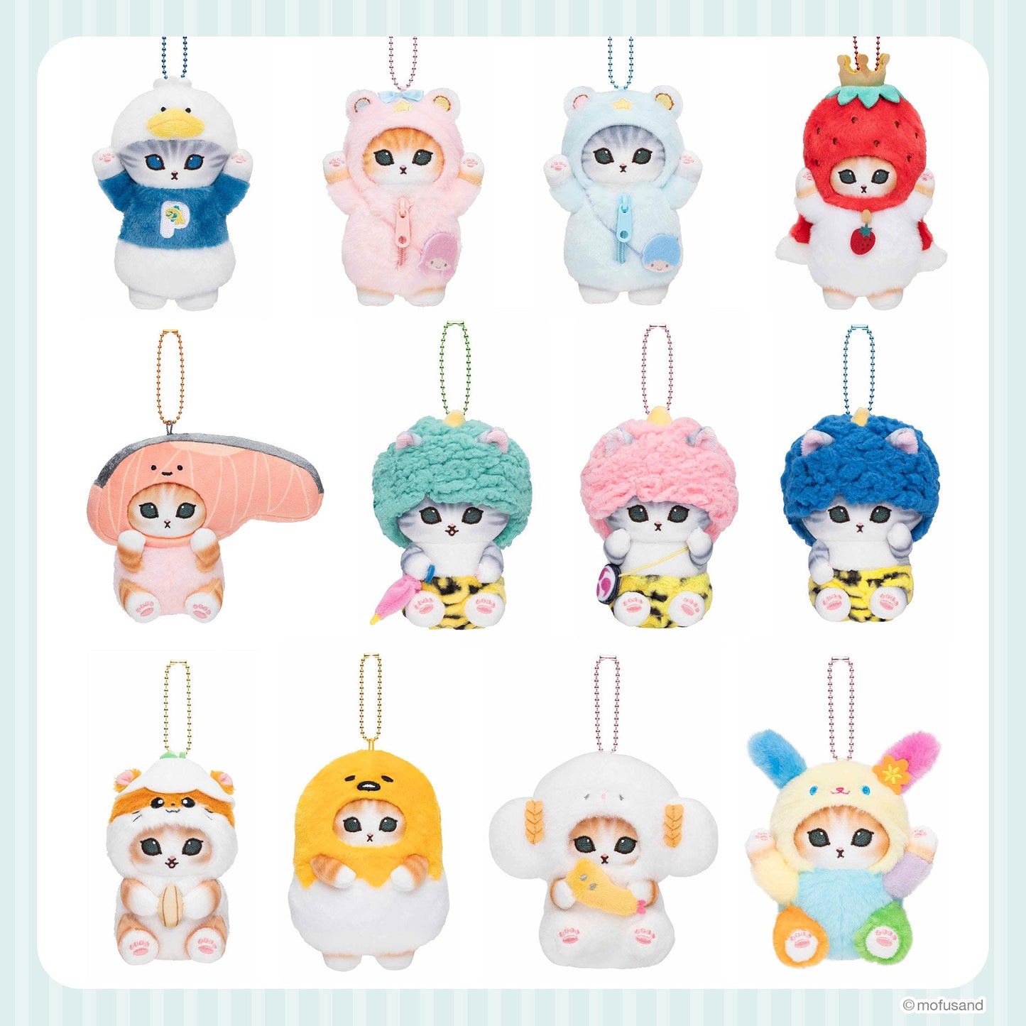 Mofusand X Sanrio | Mascot Holder Keychain Part1 Approx.13Cm 猫福 三丽鸥合作联名款 玩偶挂件/包挂/钥匙链