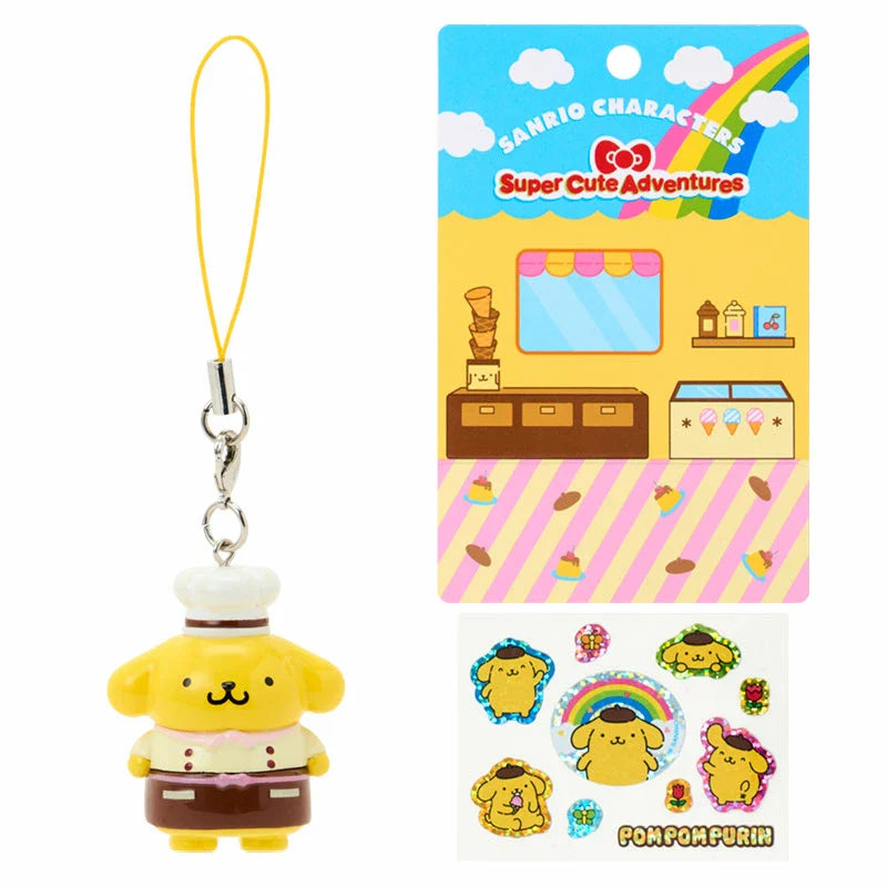 SANRIO | Pompompurin Pom Pom Purin Strap And Sticker Set 106x90x37mm (Super Cute Adventures My Dream Smartphone)