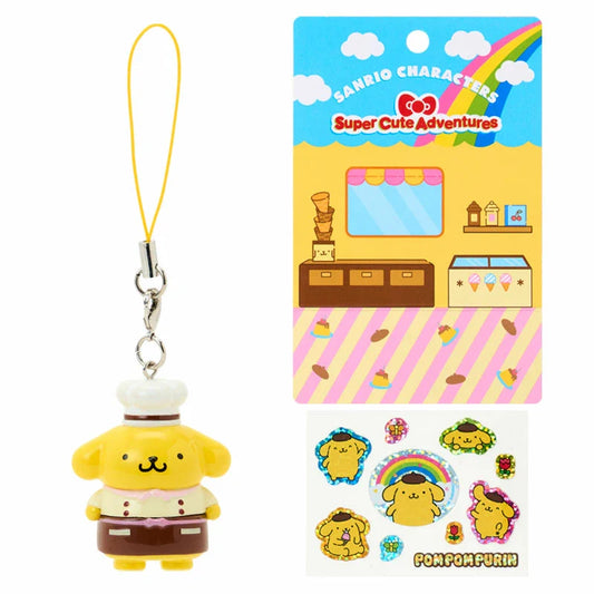 SANRIO | Pompompurin Pom Pom Purin Strap And Sticker Set 106x90x37mm (Super Cute Adventures My Dream Smartphone)