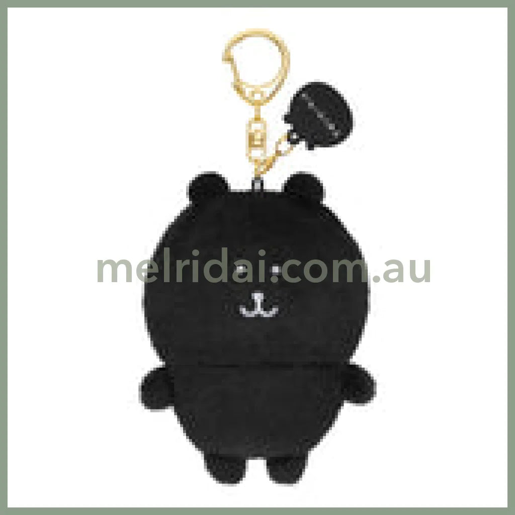 Nagano Characters | Charcoal Black Nagano Bear Mascot Holer Plush Keychain Bag Charm 105 x 75 x 50mm (Colorful)