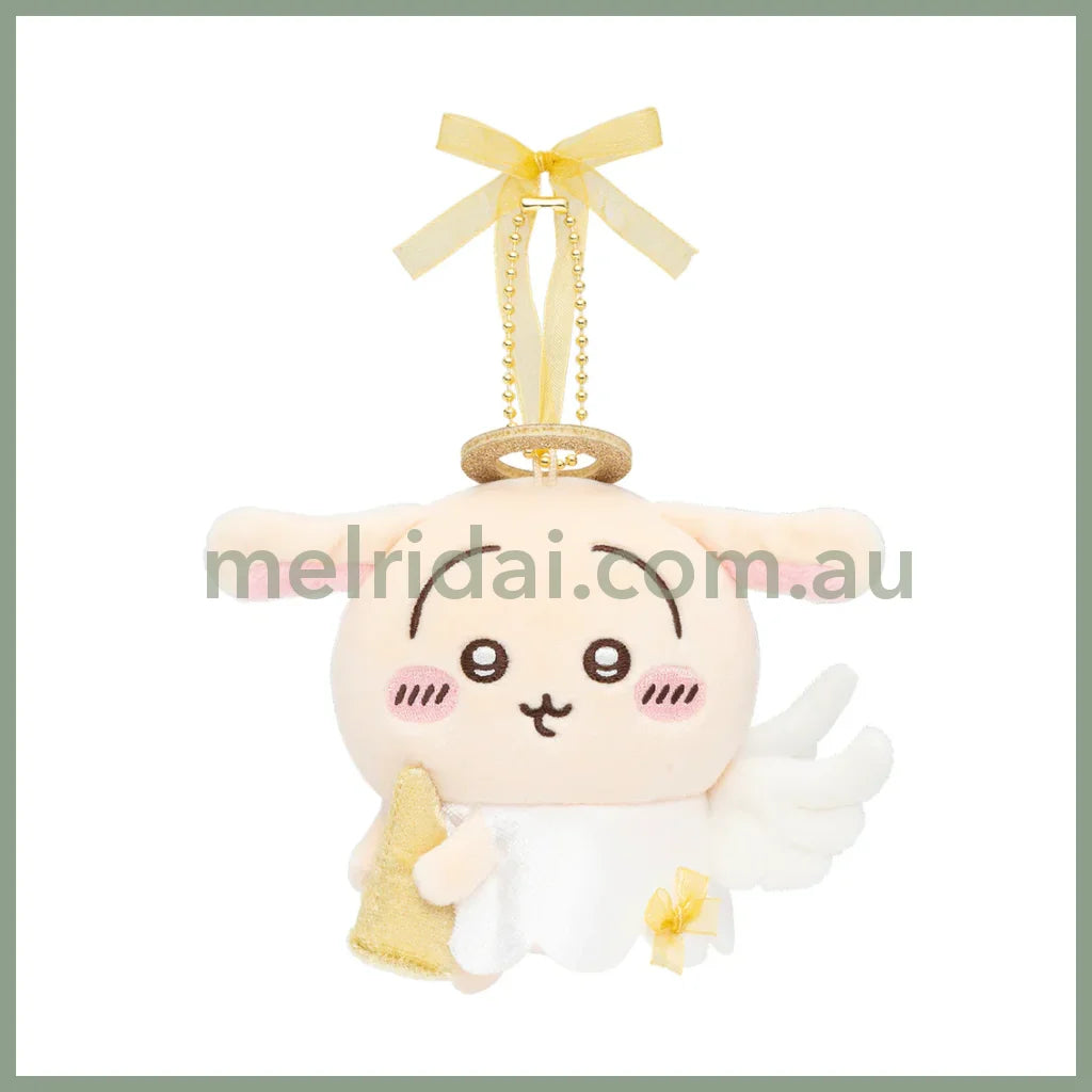 【Limit 1】Nagano Characters | Chiikawa Usagi Fuwapata Angel Mascot Holder Bag Charm Plush Keychain 105x130x65mm