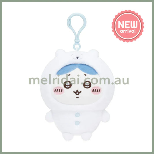 Nagano Characters | Hachiware Mascot Holder Bag Charm Keychain 120x100x70mm(Wearing a Bear Costume)