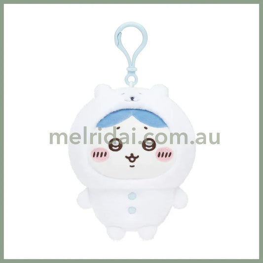 Nagano Characters | Hachiware Mascot Holder Bag Charm Keychain 120x100x70mm(Wearing a Bear Costume)