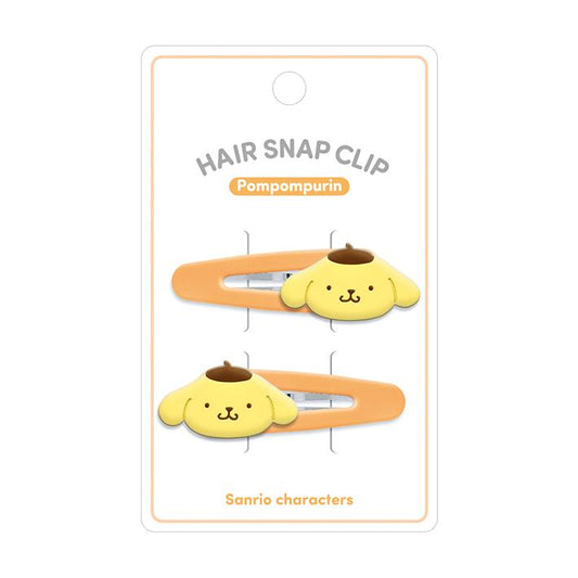 Sanrio | Face-Shaped Hair Snap Clip Set Of 2 Pom Purin (Smile)
