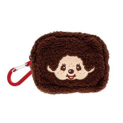 Monchhichi | Fluffy Mascot Mini Pouch with Carabiner 90×65×40mm (Monchhichi-kun Face)