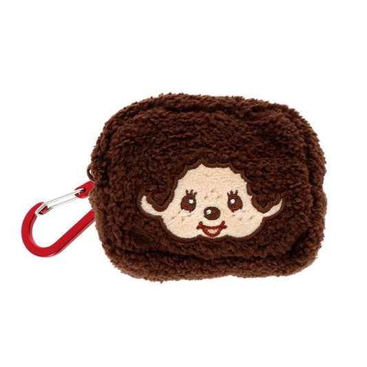 Monchhichi | Fluffy Mascot Mini Pouch with Carabiner 90×65×40mm (Monchhichi-kun Face)