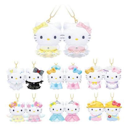 SANRIO x CRUX | Hello Kitty & Hello Mimmy Nico Magnetic Plush Keychain Set 155x200x55mm (Ballet Core)