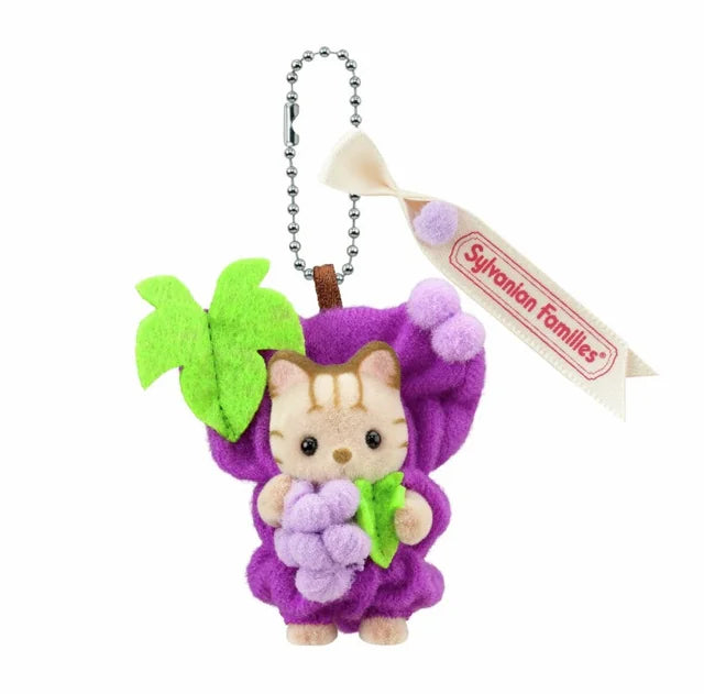 【JP】Sylvanian Families | Baby Fruits Keychain Baby Cat Grape Keychain 78x28x140mm