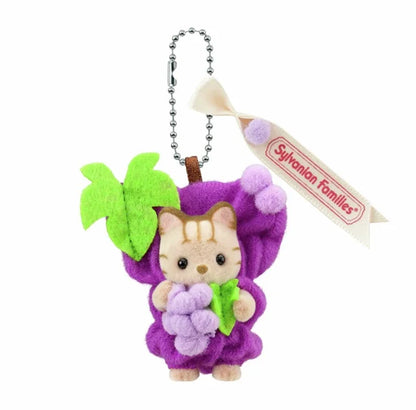 【JP】Sylvanian Families | Baby Fruits Keychain Baby Cat Grape Keychain 78x28x140mm