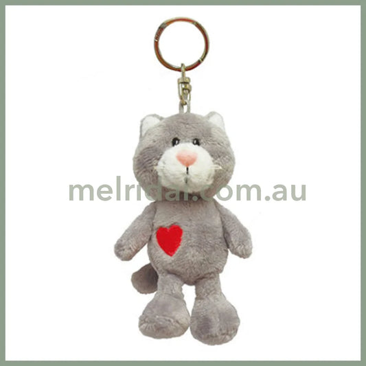 NICI Gray Cat 10cm Bean Bag Keyring Keyholder
