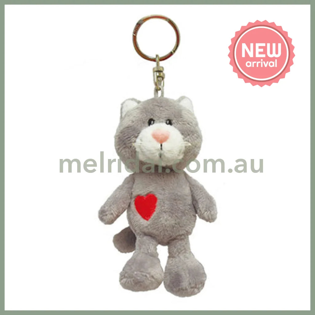 NICI Gray Cat 10cm Bean Bag Keyring Keyholder