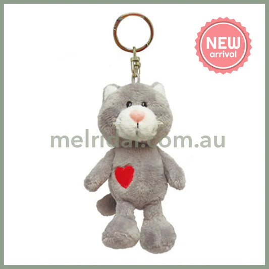 NICI Gray Cat 10cm Bean Bag Keyring Keyholder