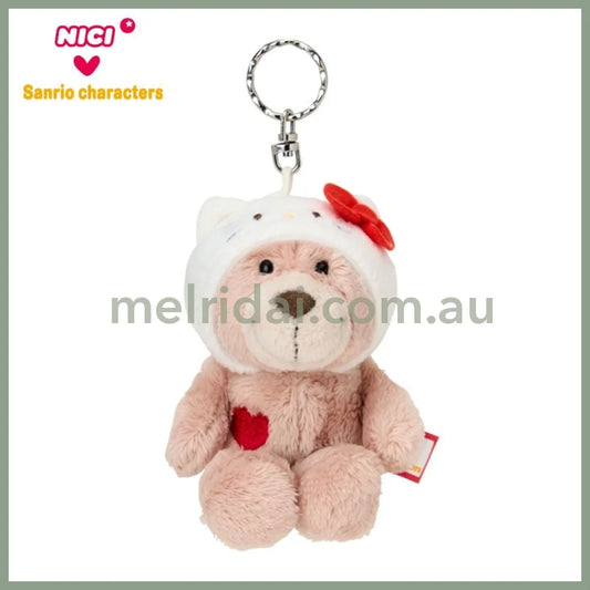 NICI x SANRIO | Love Bear Hello Kitty Mascot Holer Plush Keychain Bag Charm W12×D6×H8cm