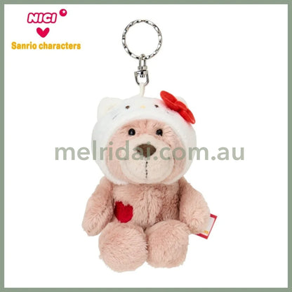 NICI x SANRIO | Love Bear Hello Kitty Mascot Holer Plush Keychain Bag Charm W12×D6×H8cm