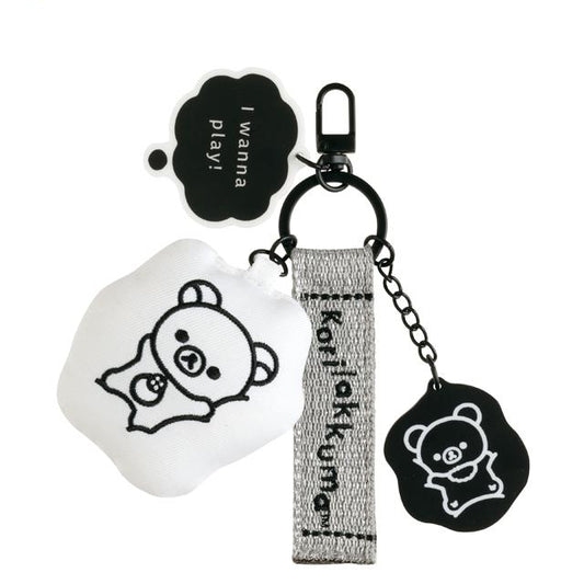 SAN-X | Chairoikoguma & Korilakkuma Embroidered Tag Keychain 180×110mm (BASIC RILAKKUMA MONOCHROME)