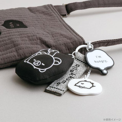 SAN-X | Kiiroitori & Rilakkuma Embroidered Tag Keychain 180×110mm (BASIC RILAKKUMA MONOCHROME)